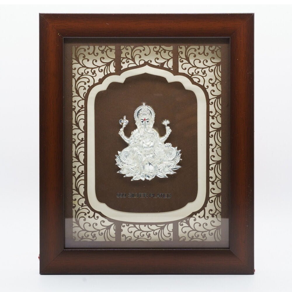Silver Plated Ganesha Wooden Frame