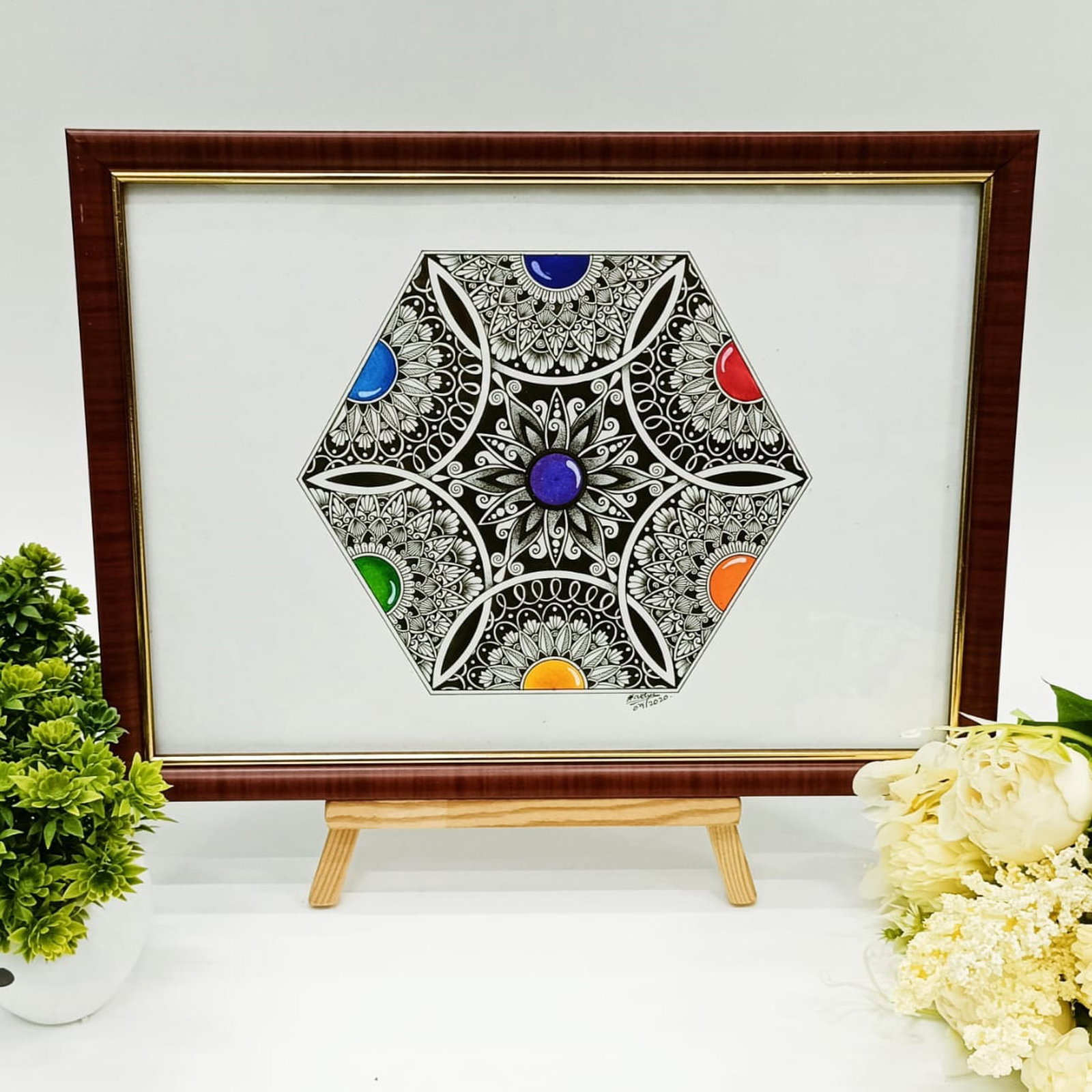 The 7 Chakras Colors Mandala Painting Frame