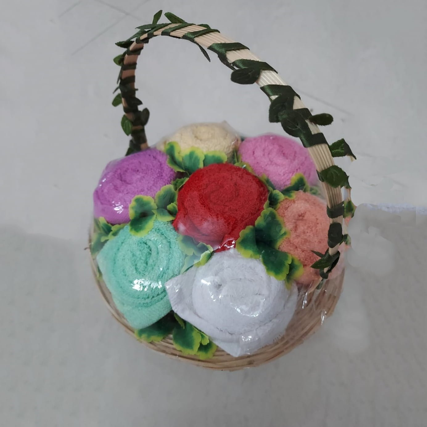 Handle Basket Floral Bouquet Tokri